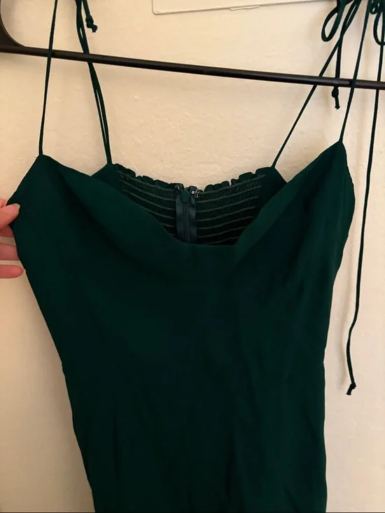 Reformation Emerald Green Slip Midi Dress with Tie Straps - Picture 6 of 8